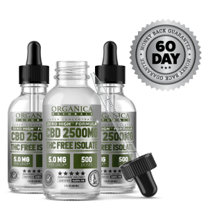 Zero High CBD Oil Super Concentrated Isolate Tincture - THC-Free - 2500MG Bottles With Dropper - Three Month Supply With Satisfaction Guarantee