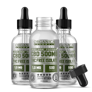 Zero High Concentrated CBD Oil Isolate Tincture - THC-Free - 500MG Bottles With Dropper - Three Month Supply