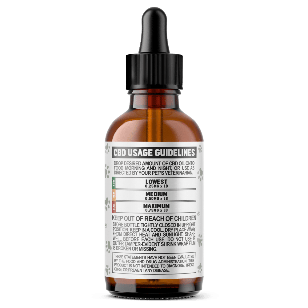 Vet CBD Oil - 2500mg Full Spectum For Large Pets, Dogs and Cats - USDA Organic - Usage Guidelines