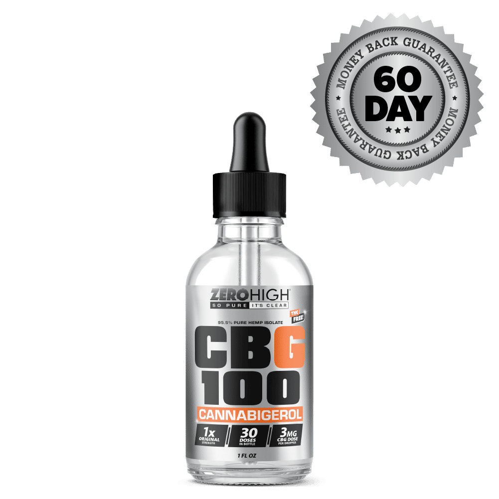 CBG Oil - Zero High Pure Isolate Cannabigerol With No THC - 100mg Original Strength - Bottle With Satisfaction Guarantee