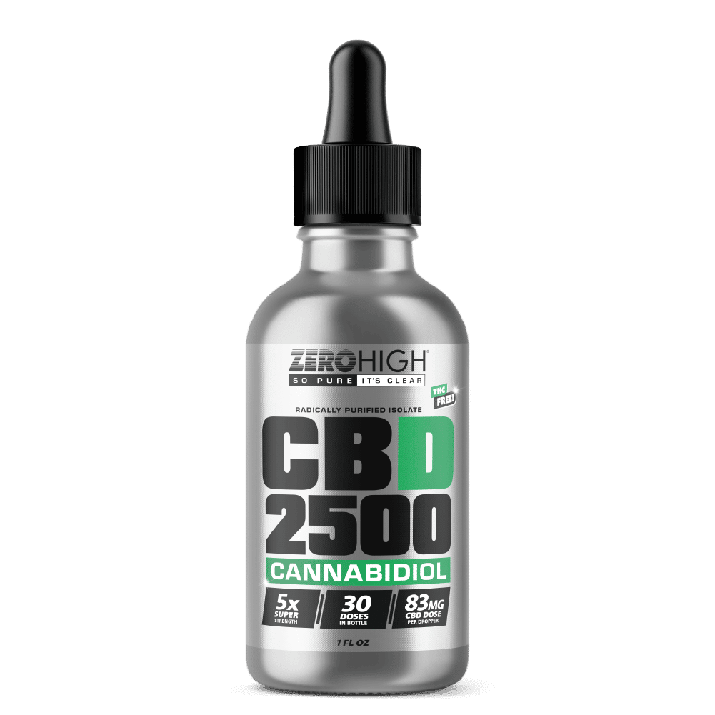 Super Strength 2500mg CBD oil isolate from Zero High - pure Cannabidiol with no THC
