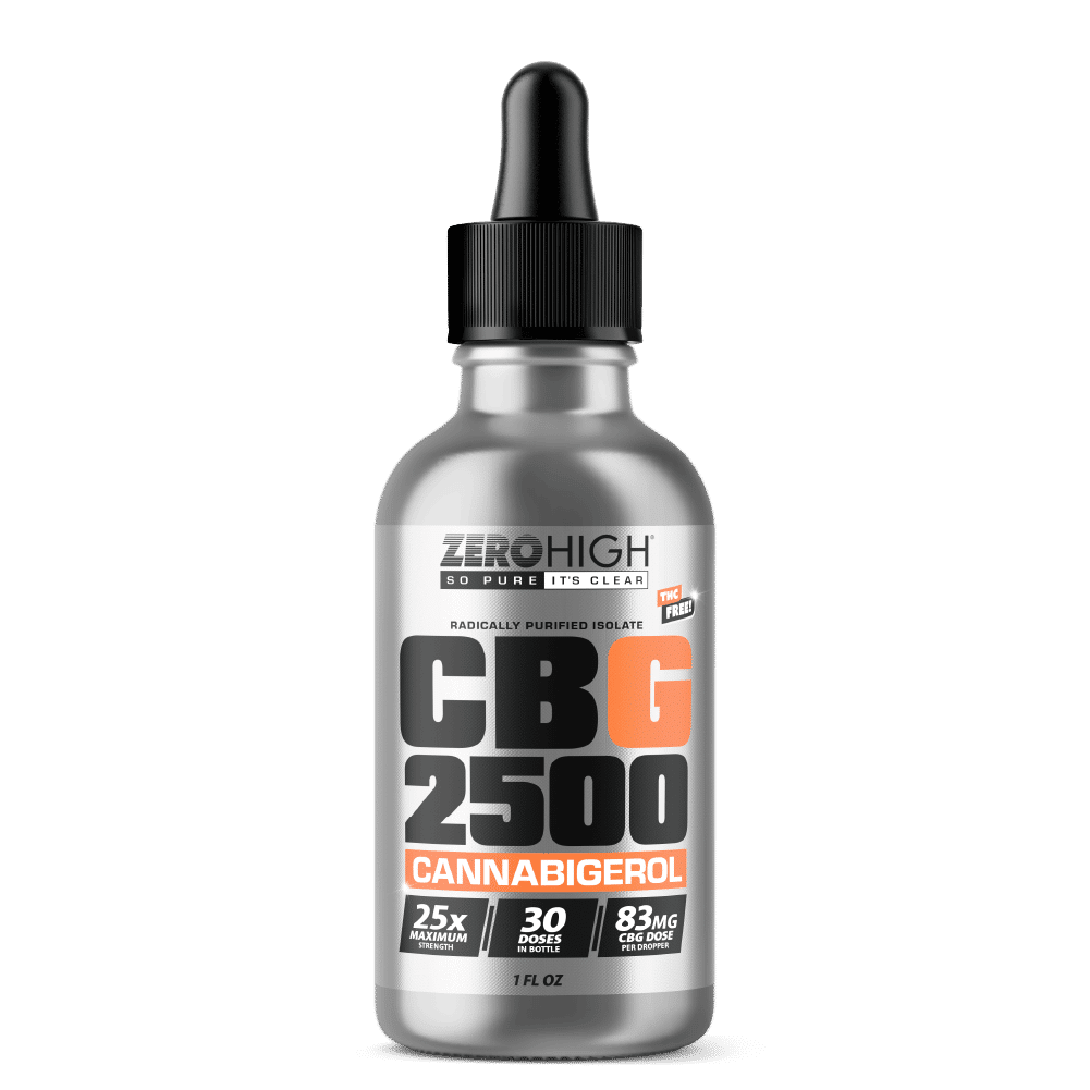 Maximum Strength 2500mg CBG oil isolate from Zero High - pure Cannabigerol with no THC