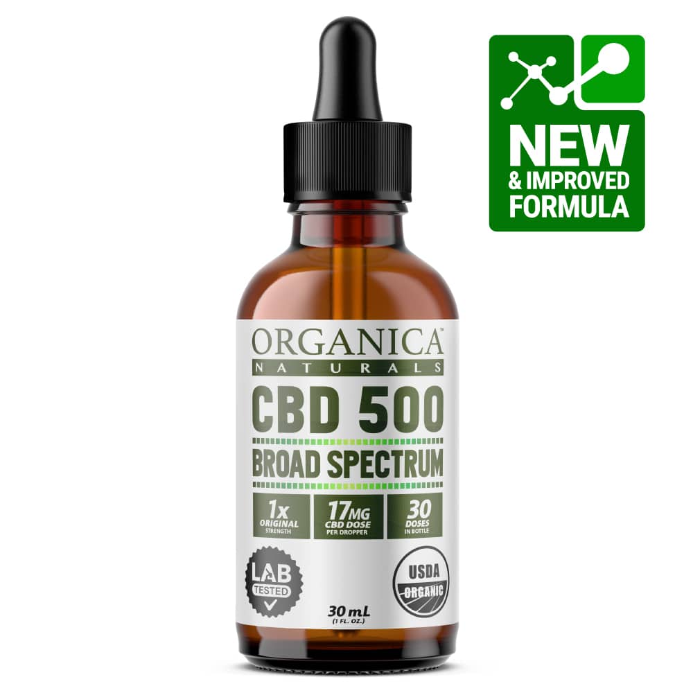 CBD Oil - Hyper Concentrated 500mg Broad Spectrum Formula Bottle - USDA Organic